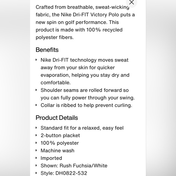 NIKE MEN Dry-Fit Victory Polo Shirt Sport Golf Business Casual Pink White Men M - Picture 16 of 16